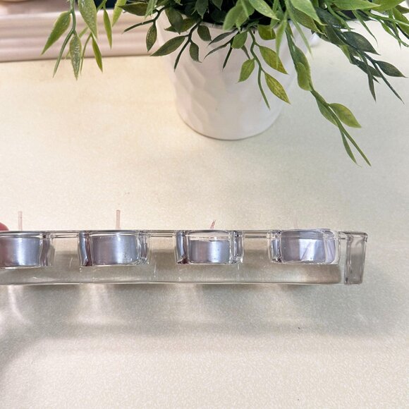 4 Piece Votive Candle Heavy Clear Glass Holders 9x2.5 inch - Picture 4 of 5